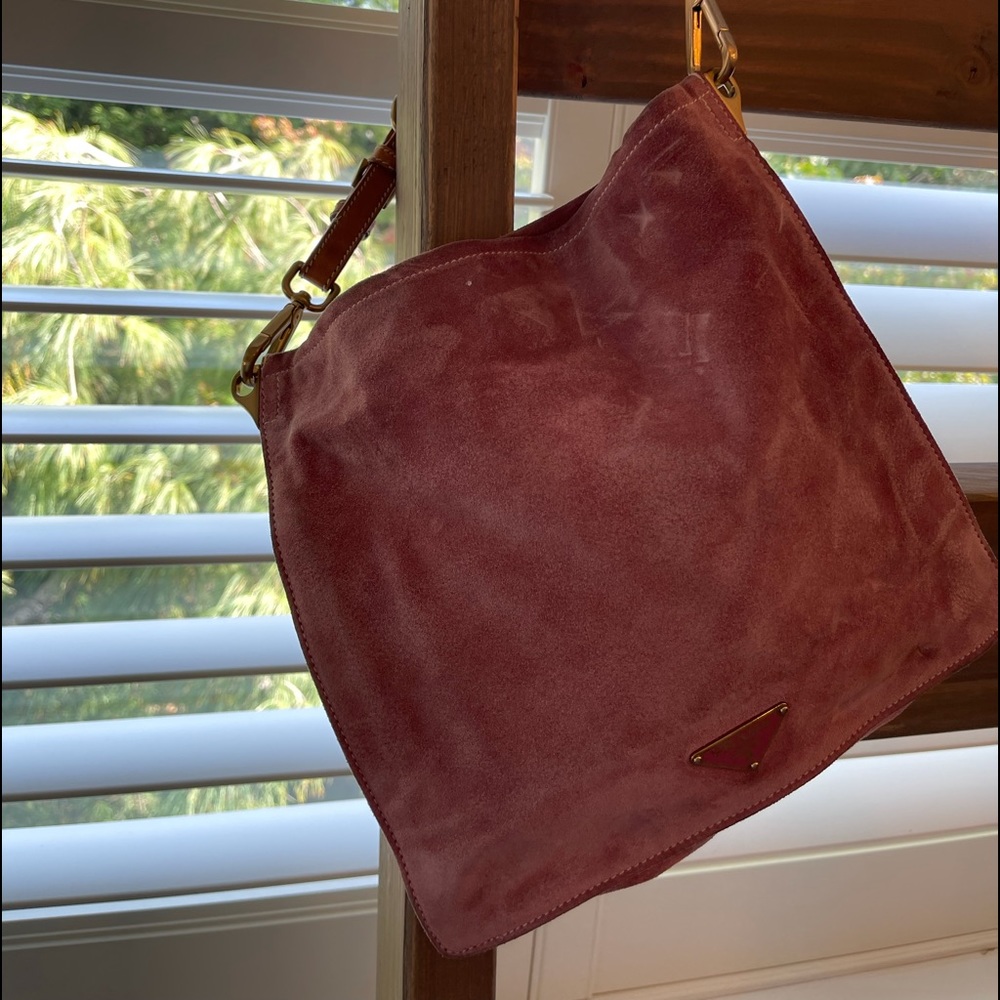 Prada Pink suede small should bag !!
